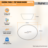 Carina Table Top Wash Basin (White) - by Ruhe®