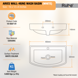 Aries Wall-hung Wash Basin (White) - by Ruhe®