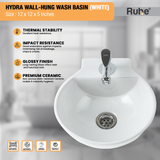 Hydra Wall-hung Wash Basin (White) - by Ruhe®