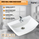 Aries Wall-hung Wash Basin (White) - by Ruhe®