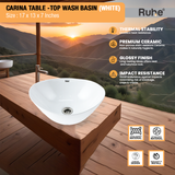 Carina Table Top Wash Basin (White) - by Ruhe®