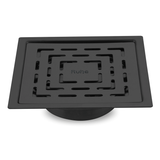 Sapphire Square Flat Cut Floor Drain in Black PVD Coating (6 x 6 Inches) - by Ruhe®