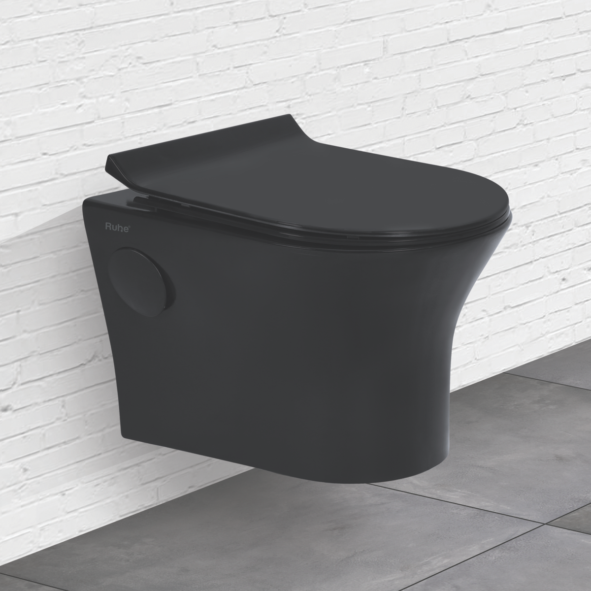 Tone Western Toilet / Commode (Wallhung EWC) (Matte Black) by Ruhe