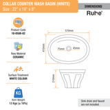 Collar Counter Wash Basin (White) - by Ruhe