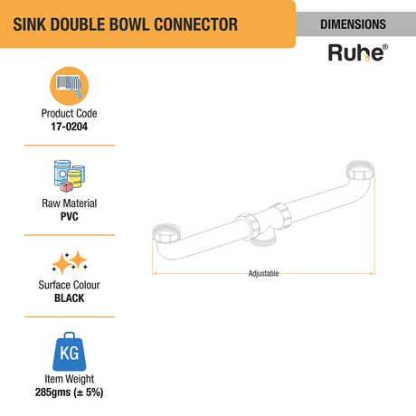 Double Bowl Connector dimensions and sizes
