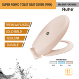 Super Round Toilet Seat Cover (Pink) features and benefits