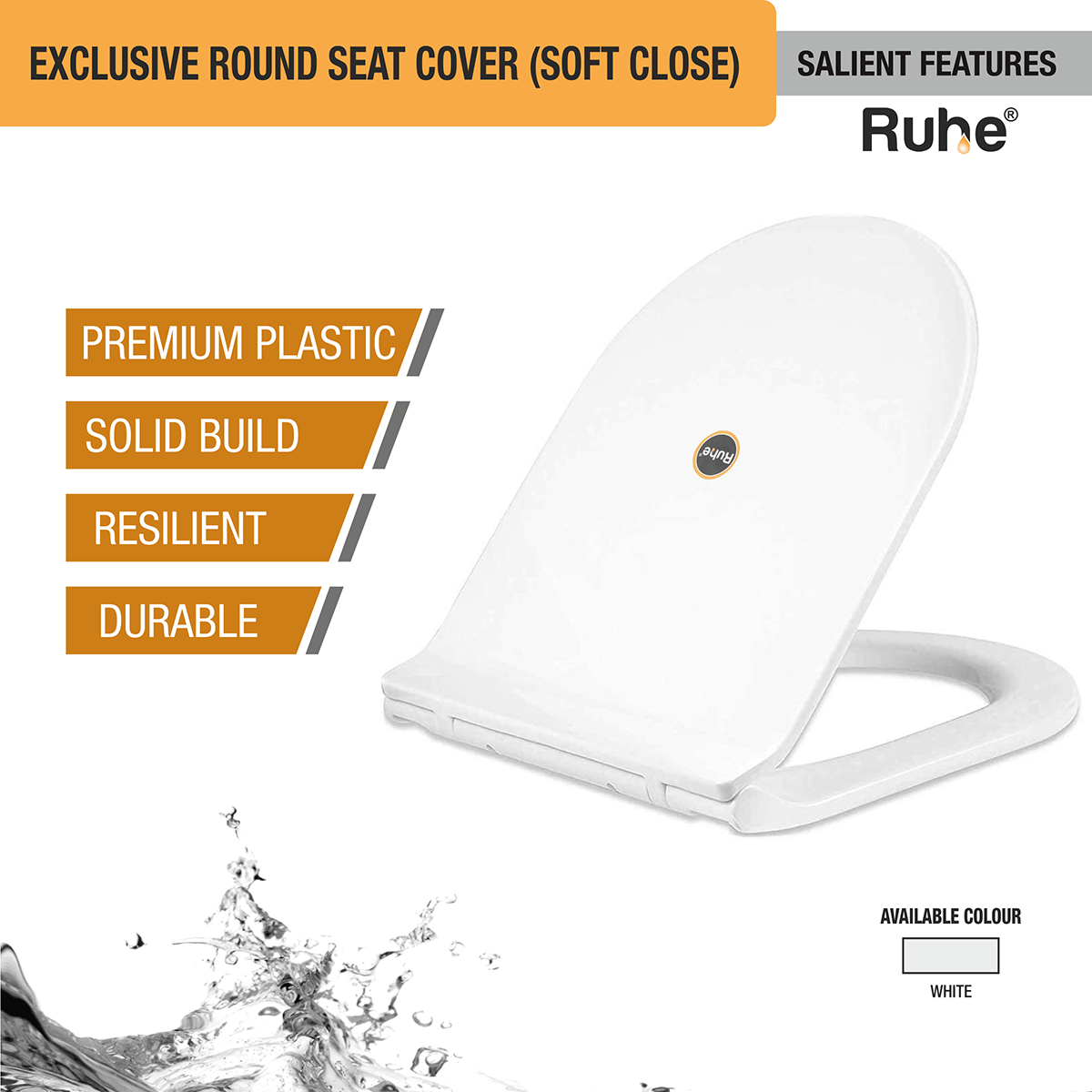 Exclusive Round Toilet Seat Cover (White) (Soft Close) features and benefits