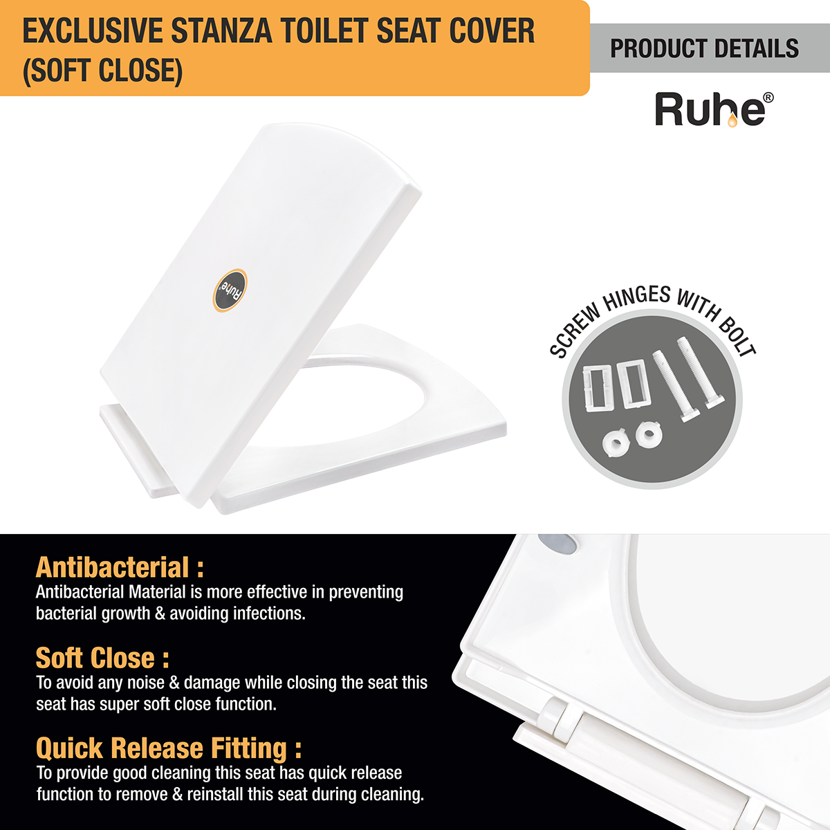 Exclusive Stanza Toilet Seat Cover (Soft Close) product details