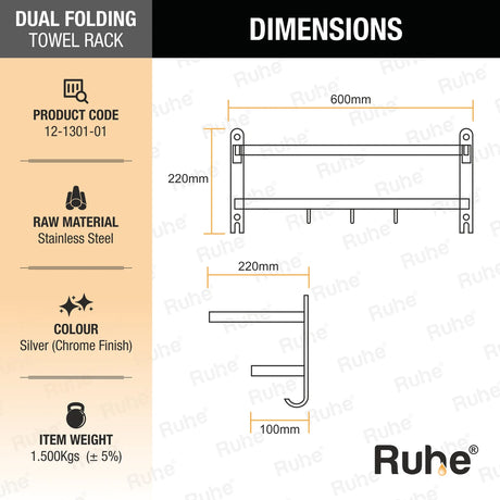 Dual Foldable Towel Rack (24 Inches) - by Ruhe®
