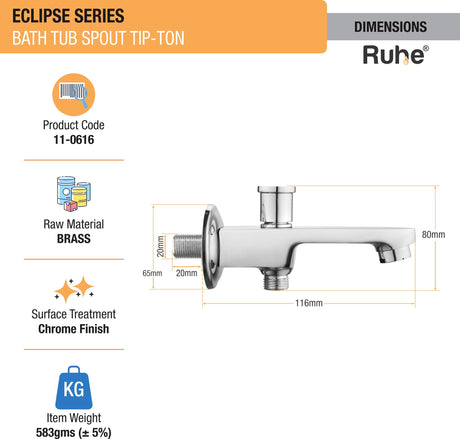 Eclipse BathTub Spout with Tip-Ton Brass Faucet dimensions and size