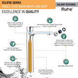 Eclipse Single Lever Tall Body Basin Brass Mixer Faucet features