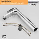 Eclipse Single Lever Tall Body Basin Brass Mixer Faucet package content