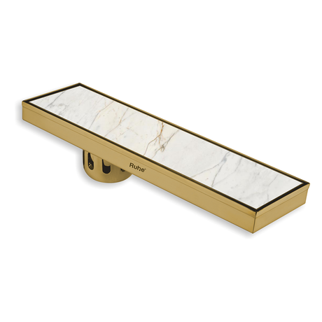 Tile Insert Shower Drain Channel (12 x 4 Inches) YELLOW GOLD PVD Coated