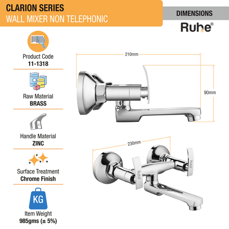 Clarion Wall Mixer Non Telephonic Faucet 2