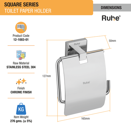 size of Square Stainless Steel Paper Holder (304 Grade)