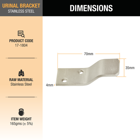 Urinal Bracket dimensions and size