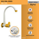 Gold Oval PTMT Sink Cock with Swivel Spout Faucet details