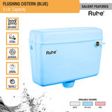 Blue Flushing Cistern (9 Ltr) features