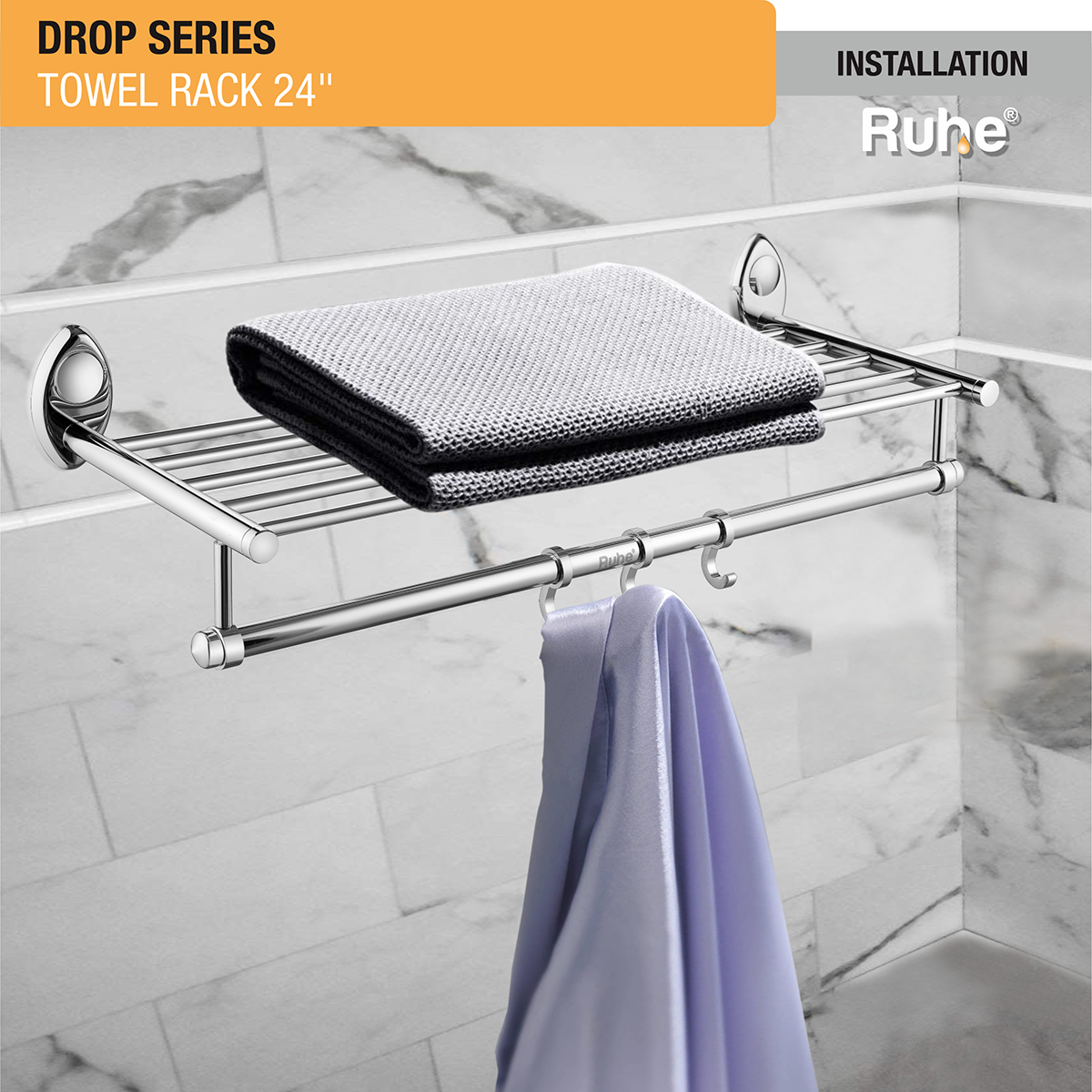 Drop Stainless Steel Towel Rack (24 Inches) installation