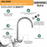 Aqua Sink Tap with Medium (15 inches) Round Swivel Spout Faucet features