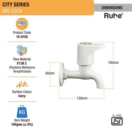 City Bib Tap PTMT Faucet dimensions and size