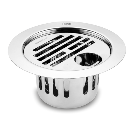 Classic Round Flat Cut Floor Drain (5 Inches) with Hole and Cockroach Trap (304 Grade)