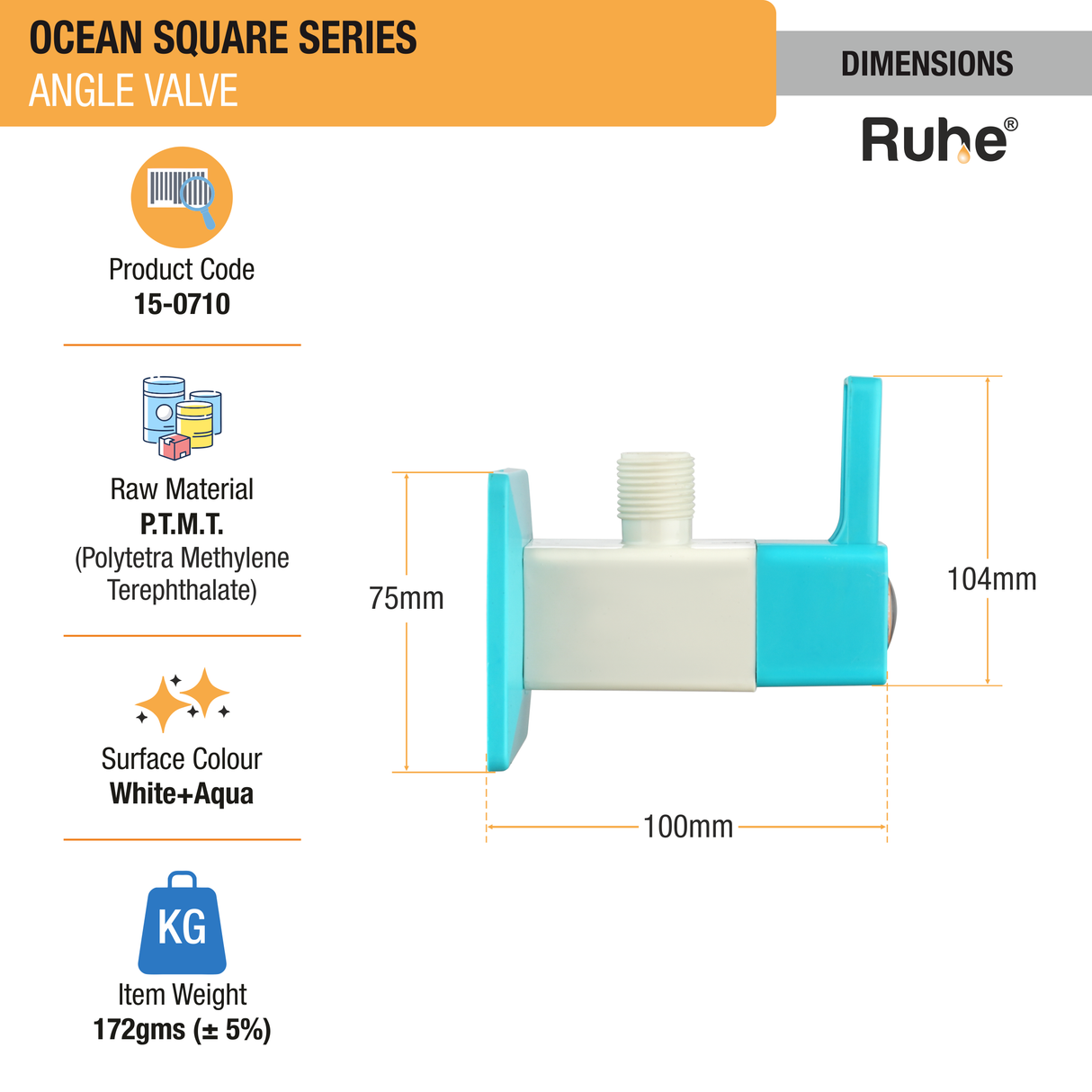 Ocean Square PTMT Angle Cock Faucet sizes