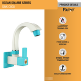 Ocean Square PTMT Sink Cock with Swivel Spout Faucet details