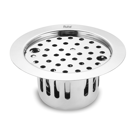 Round Flat Cut Floor Drain (5 Inches) with Lock and Cockroach Trap (304 Grade)