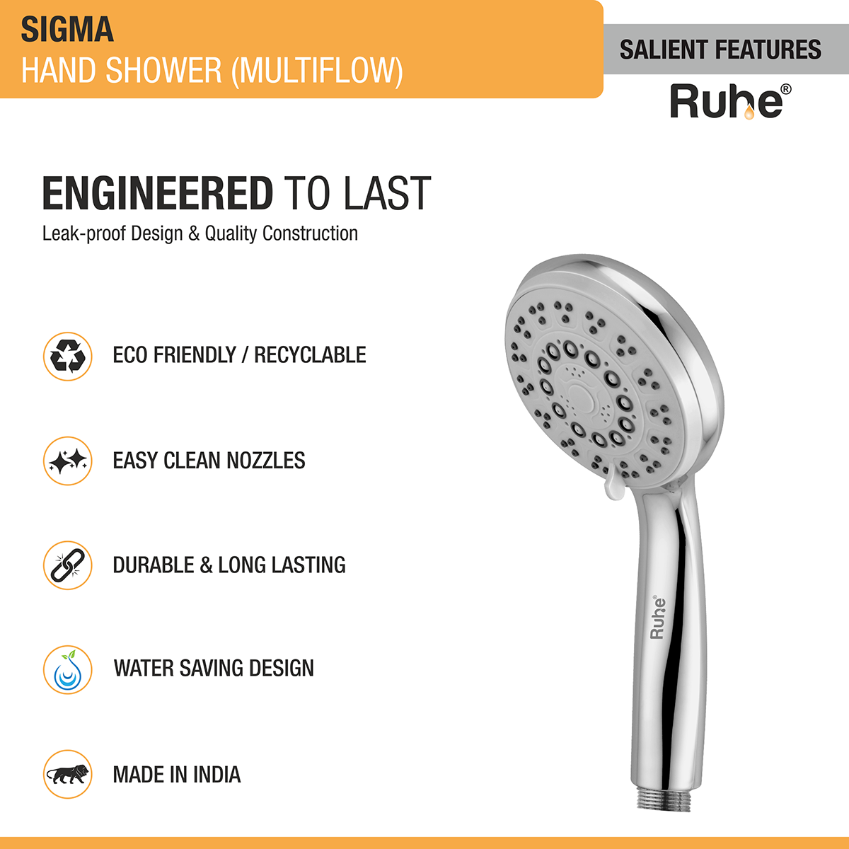 Sigma ABS Multi-Flow Hand Shower (Only Showerhead) features