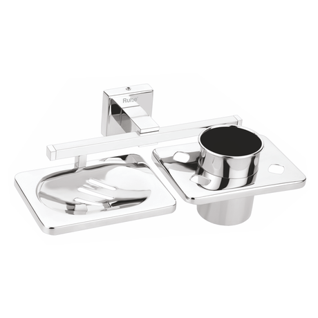 Square Stainless-Steel Soap Dish with Tumbler Holder