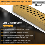 Vertical Shower Drain Channel (32 x 3 Inches) YELLOW GOLD care and maintenance