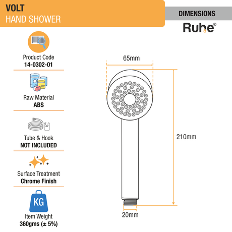 Volt Hand Shower (Only Showerhead) dimensions and size