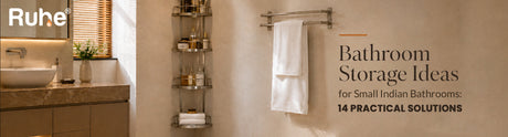 Bathroom wall storage with shelves, towel rack and organiser fittings