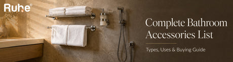 Modern bathroom with towel rack, soap dispenser and wall-mounted accessories