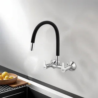 Wall Mount Kitchen Sink Mixer Taps with Silicone Spout