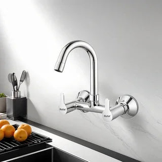 Wall Mount Kitchen Sink Mixer Taps with Swivel Spout