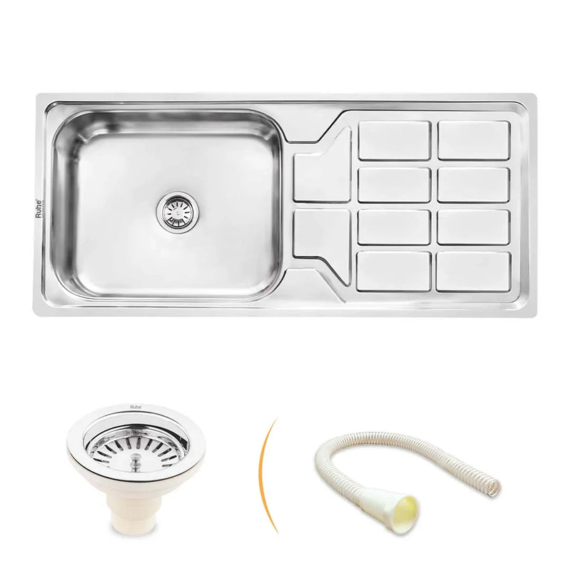 Single Bowl with Drainboard Kitchen Sink 304-Grade (45 x 20 x 9 Inches)