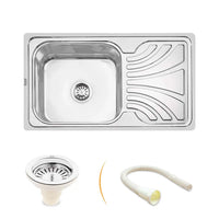 Single Bowl with Drainboard Kitchen Sink (32 x 18 x 8 Inches)