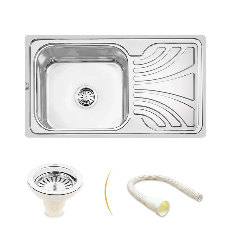 Single Bowl with Drainboard Kitchen Sink (32 x 18 x 8 Inches)