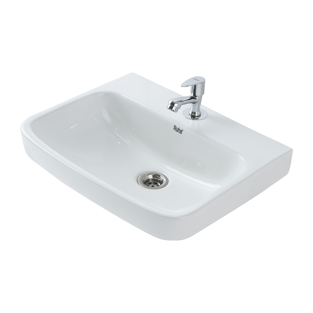 Buna Wall-hung Wash Basin (White) - by Ruhe