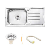 Square Single Bowl with Drainboard (42 x 20 x 9 Inches) Kitchen Sink - by Ruhe