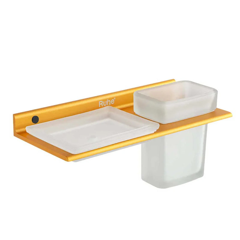 Ember Soap Dish and Tumbler Holder (Yellow Gold)  €“ by Ruhe
