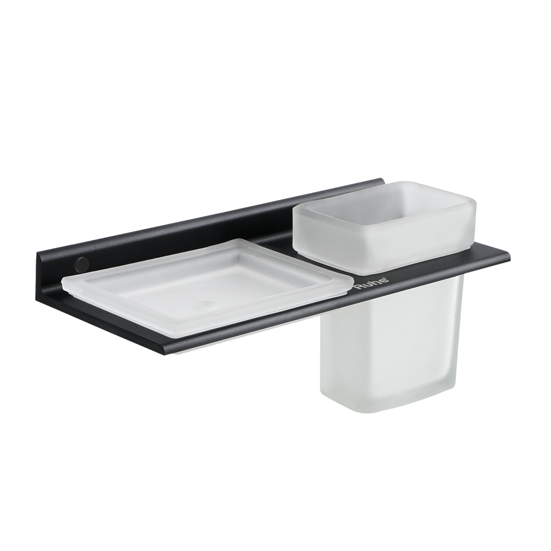 Ember Soap Dish and Tumbler Holder  (Matte Black) – by Ruhe