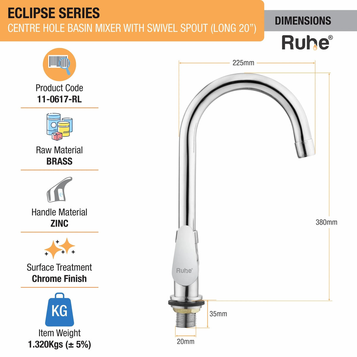 Eclipse Deck Mount Wash Basin Mixer Tap with Swivel Spout