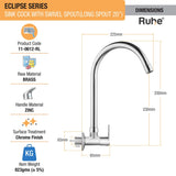 Eclipse Wall Mount Kitchen Sink Tap with Swivel Spout