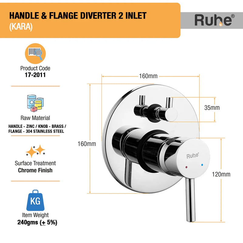Kara Upper Part for Diverter (Compatible with 2-Inlet Diverters)