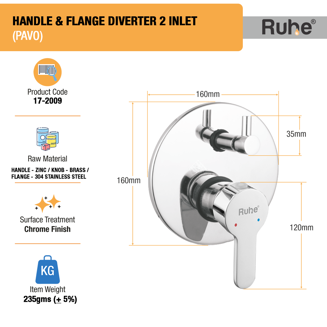 Pavo Upper Part for Diverter (Compatible with 2-Inlet Diverters) – by Ruhe