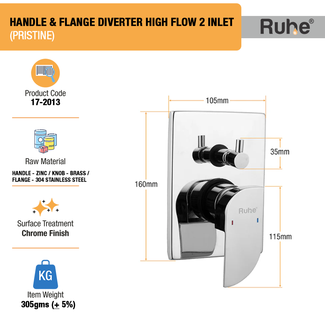 Pristine Upper Part for Diverter (Compatible with 2-Inlet High Flow & 3-Inlet Diverters) – by Ruhe