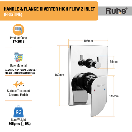 Pristine Upper Part for Diverter (Compatible with 2-Inlet High Flow & 3-Inlet Diverters) – by Ruhe